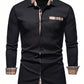 Men's Casual Business Plaid Splice Long Sleeve Shirt