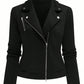 LUNE Women's Textured Fabric Zip-Up Casual Motorcycle Jacket With Lapel