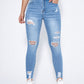 Essnce High Waist Ripped Moustache Effect Skinny Jeans