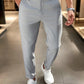 Manfinity Mode Men, Regular Straight, Pocket Design, Dark Stripes, Folded Hems, Business Casual Slim Fit Suit Pants