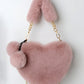 Furry Purse For Girls Heart Shaped Fluffy Handbag For Women Soft Small Shoulder Bag Clutch Purse With Metal Chain Strap . The Best Valentine's Gifts For Girlfriend Lady