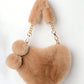 Furry Purse For Girls Heart Shaped Fluffy Handbag For Women Soft Small Shoulder Bag Clutch Purse With Metal Chain Strap . The Best Valentine's Gifts For Girlfriend Lady