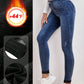 EZwear High-Waisted Button-Embellished Skinny Stretch Distressed Y2K Jeans