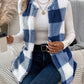 LUNE Buffalo Plaid Print Open Front Teddy Vest Coat