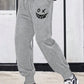 Manfinity Dauomo Men's Smiling Face Printed Drawstring Waist Jogger Pants