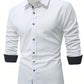 Manfinity Mode Men's Solid Color Long Sleeve Shirt, Slim Fit Button Up Collar Plain Business Shirt