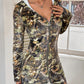 EZwear Zippered Hooded Leopard Print Flannel Coat