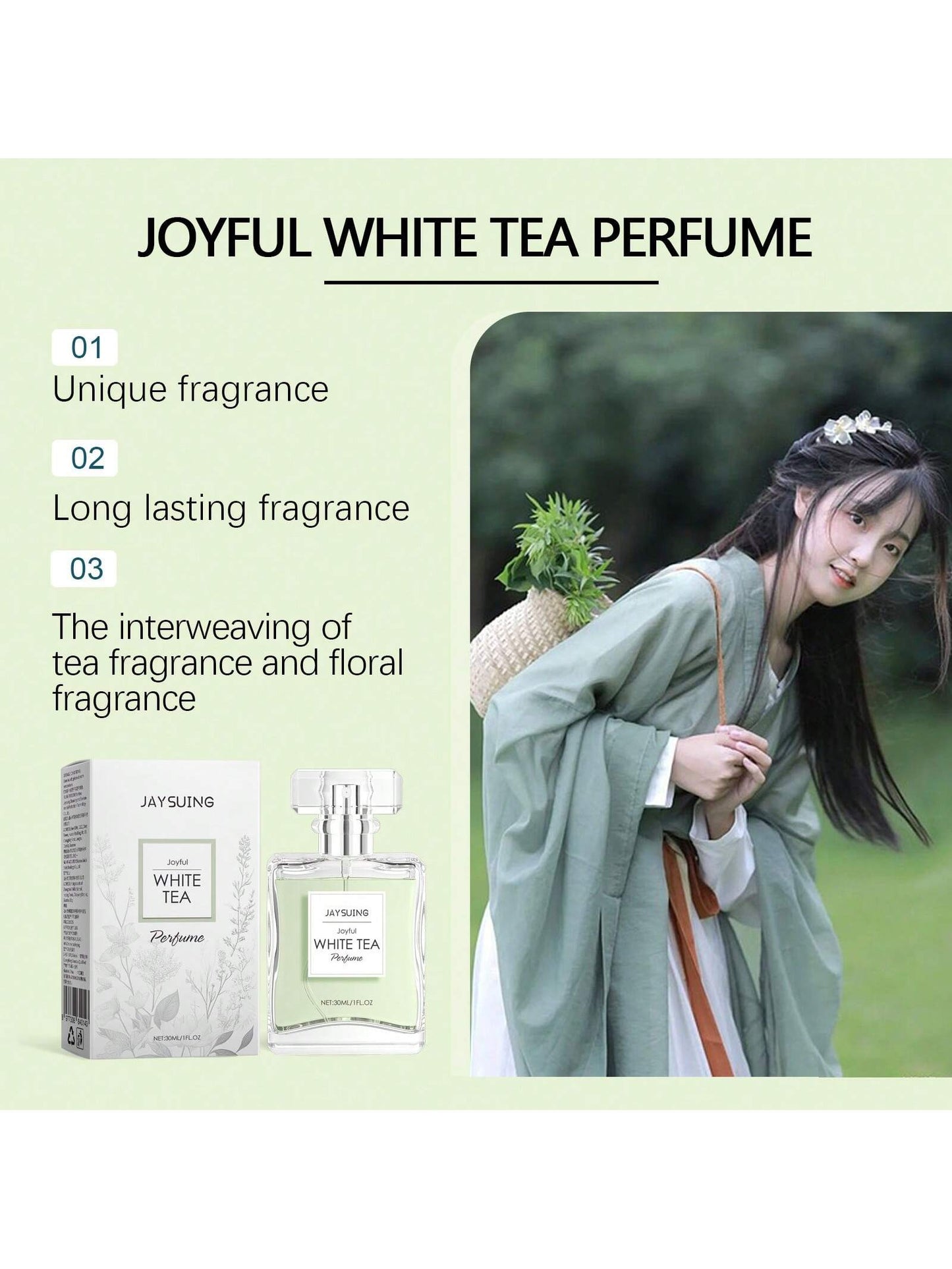 1pc 30ml Qinghuan White Tea Perfume Lasting Fresh Long-Lasting Creates An Elegant Dating Fragrance