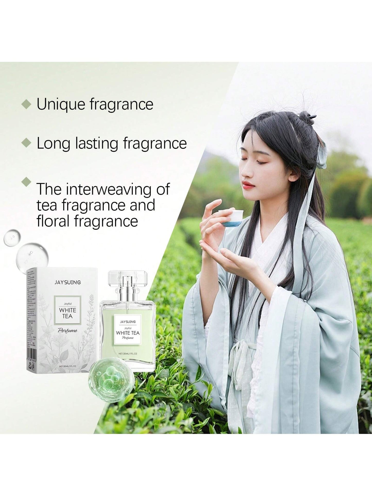 1pc 30ml Qinghuan White Tea Perfume Lasting Fresh Long-Lasting Creates An Elegant Dating Fragrance