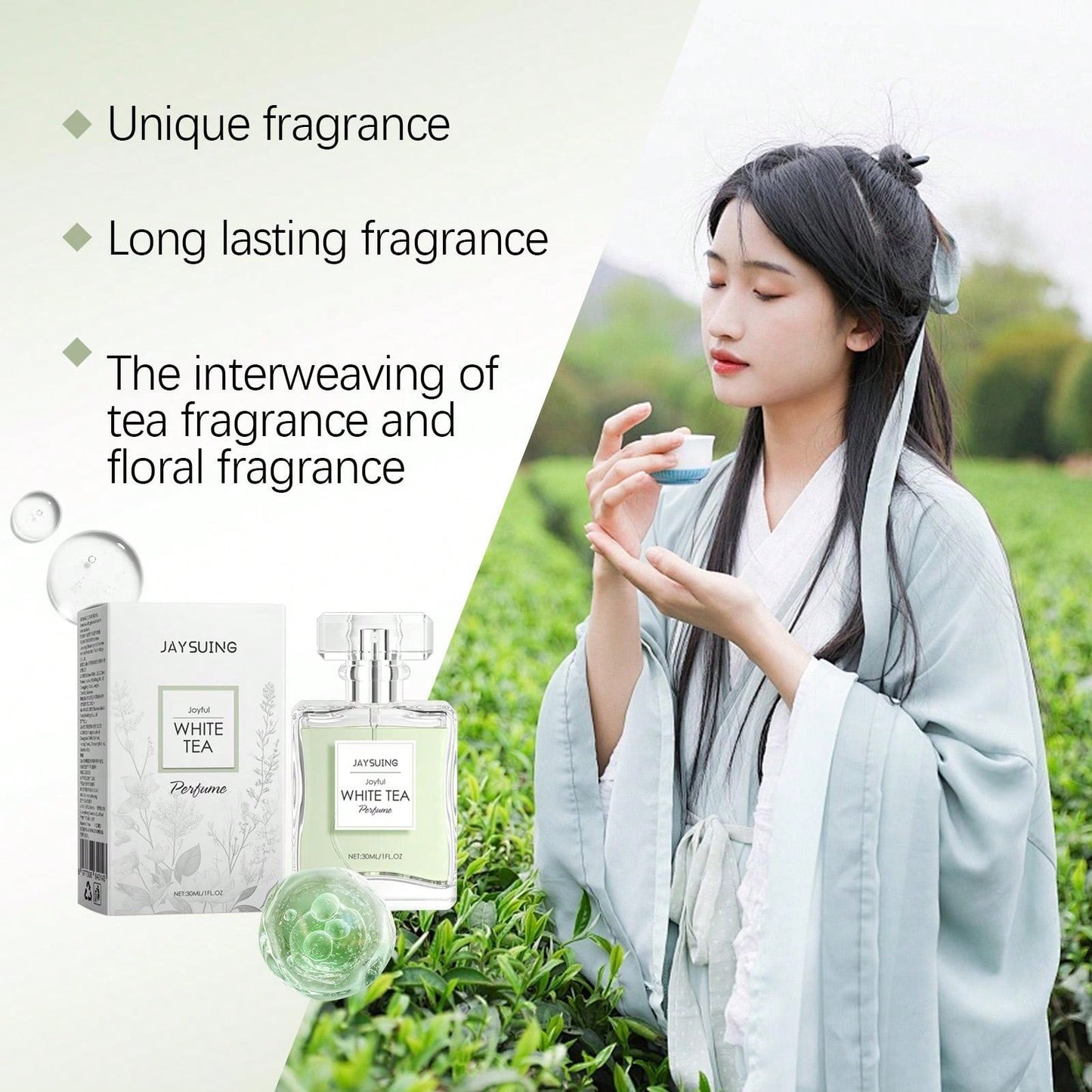 1pc 30ml Qinghuan White Tea Perfume Lasting Fresh Long-Lasting Creates An Elegant Dating Fragrance