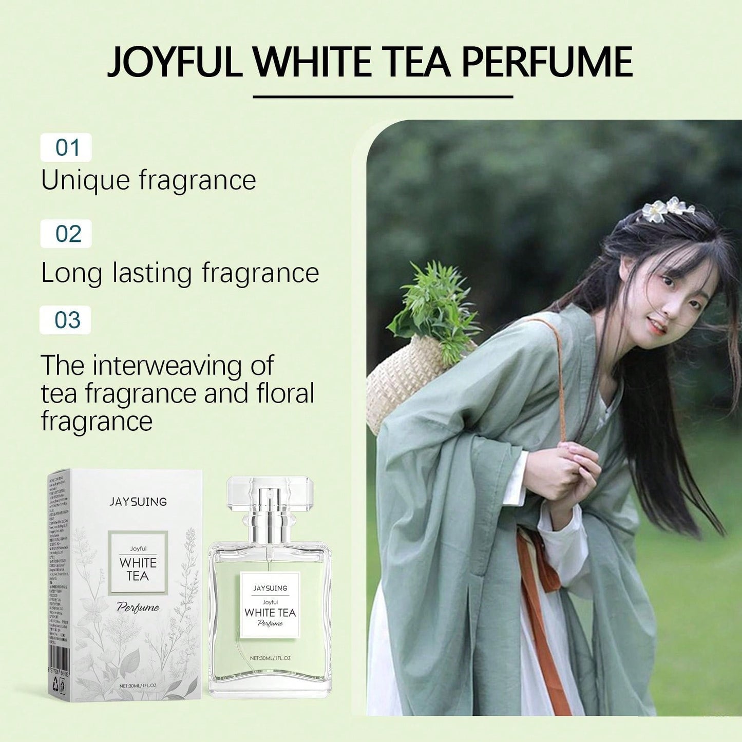 1pc 30ml Qinghuan White Tea Perfume Lasting Fresh Long-Lasting Creates An Elegant Dating Fragrance