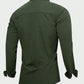 Men's Solid Color Long Sleeve Cargo Work Pockets Button-Down Shirts With Metal Badge