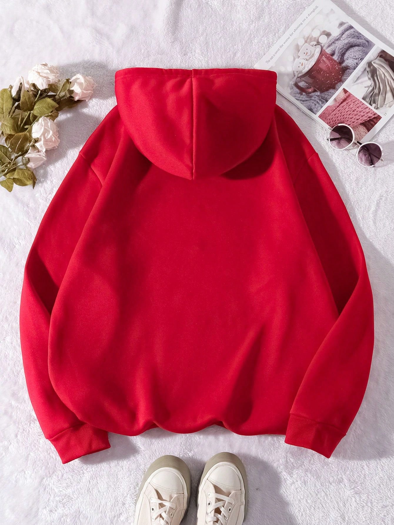 Slayr Plus Size Women's Hooded Sweatshirts Slogan Print Long Sleeved Comfy Sweatshirt Tops Hoodies With Pocket For New Year Clothes