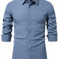 Manfinity Mode 1pc Men's Plain Color Long Sleeve Shirt For Casual