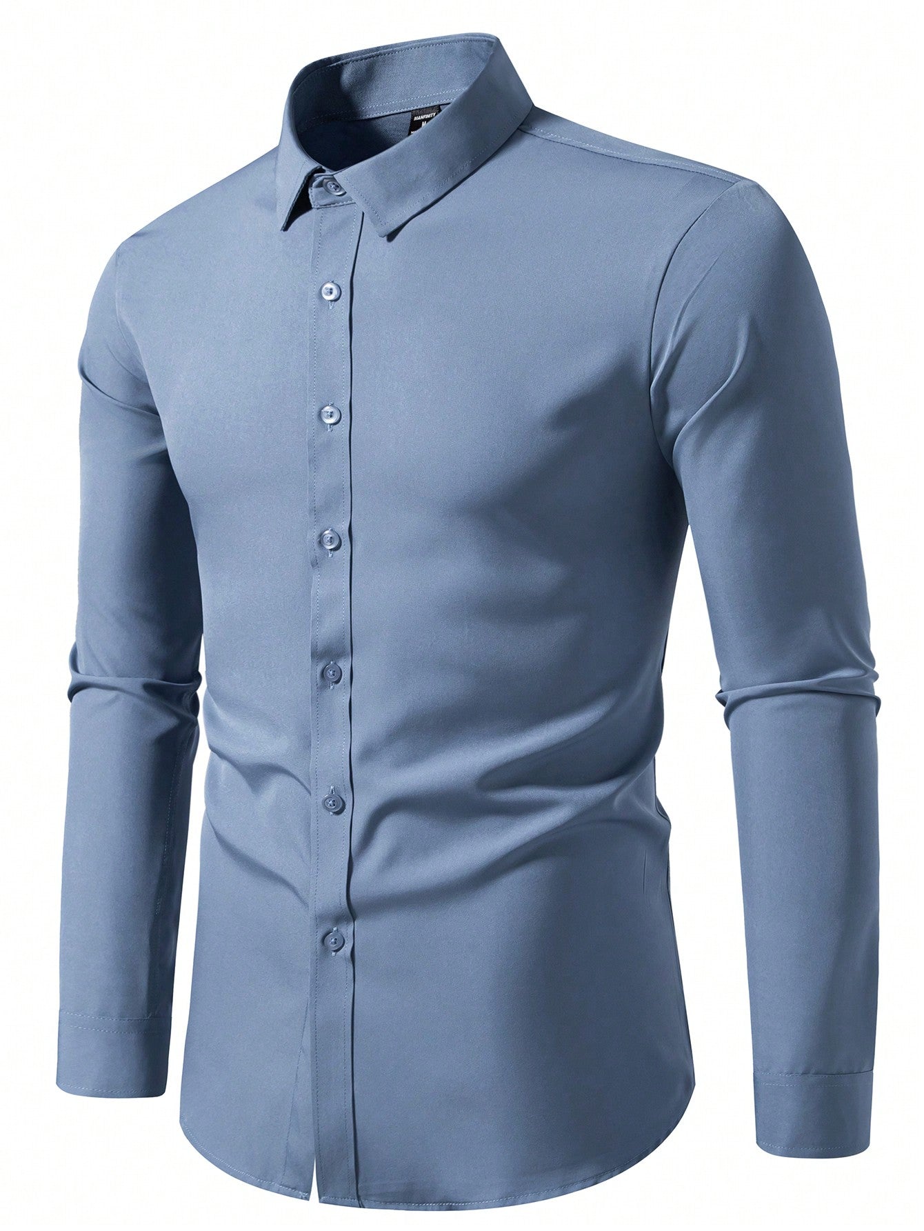 Manfinity Mode 1pc Men's Plain Color Long Sleeve Shirt For Casual