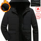 Manfinity Homme Men's Hooded Zip-Up Jacket For Winter, Going Out Black Bubble Coat, For Friends, Husband, Boyfriend Gifts