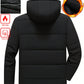 Manfinity Homme Men's Hooded Zip-Up Jacket For Winter, Going Out Black Bubble Coat, For Friends, Husband, Boyfriend Gifts