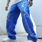 Manfinity Men Lightning Print Straight Leg Jeans