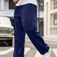 Manfinity Homme Plus Size Solid Color Drawstring Jogger Pants With Pockets