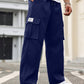 Manfinity Homme Plus Size Solid Color Drawstring Jogger Pants With Pockets