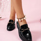 Thick Sole Platform Loafers Wedge Oxford Shoes Women Pointed Toe Lace Up Low Heel Casual Metal Buckle Pumps