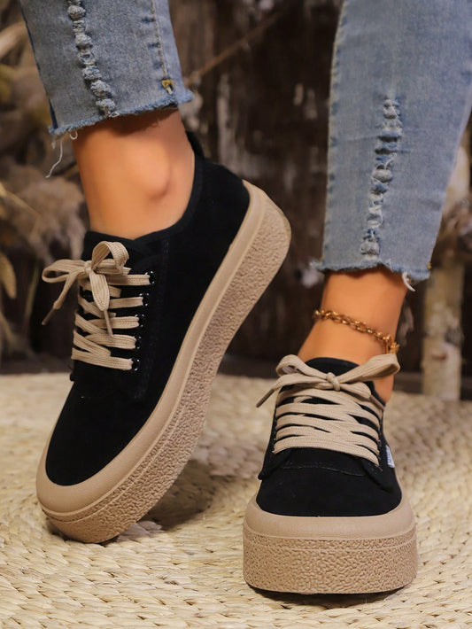 2024 Autumn Women Canvas Platform Sneakers, Lightweight Casual Vulcanized Shoes, Soft Sole