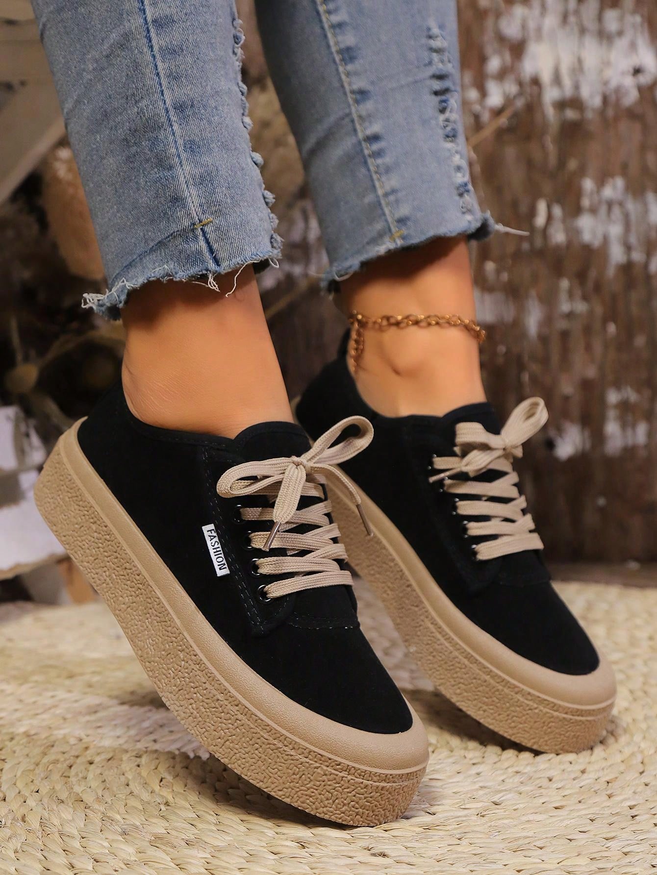 2024 Autumn Women Canvas Platform Sneakers, Lightweight Casual Vulcanized Shoes, Soft Sole