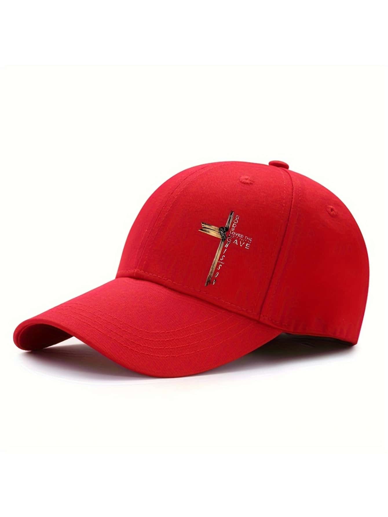 1pc Jesus Cross Letter Print Unisex Baseball Cap, Streetwear Sporty Curved Brimmed Adjustable Hat