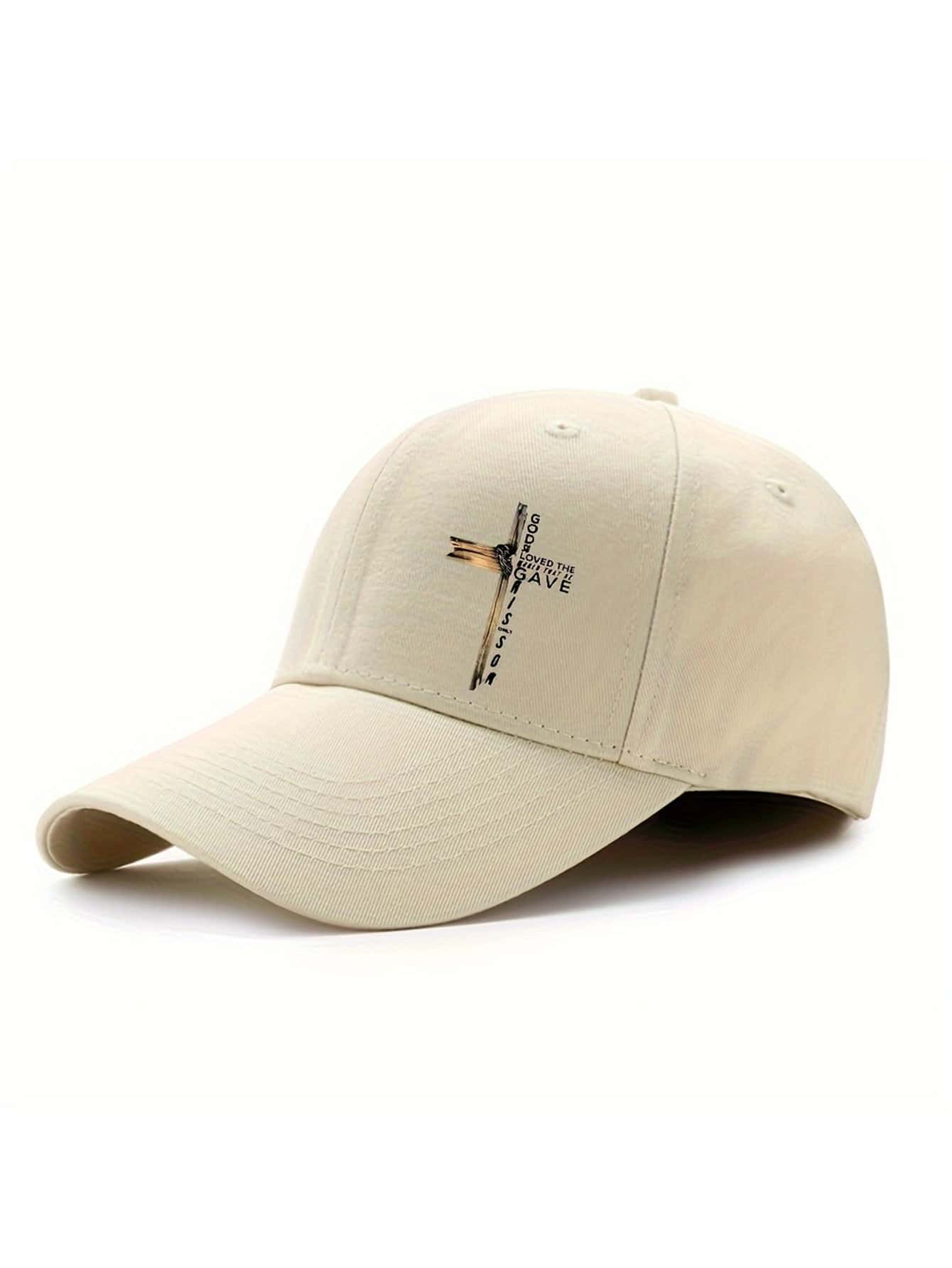 1pc Jesus Cross Letter Print Unisex Baseball Cap, Streetwear Sporty Curved Brimmed Adjustable Hat