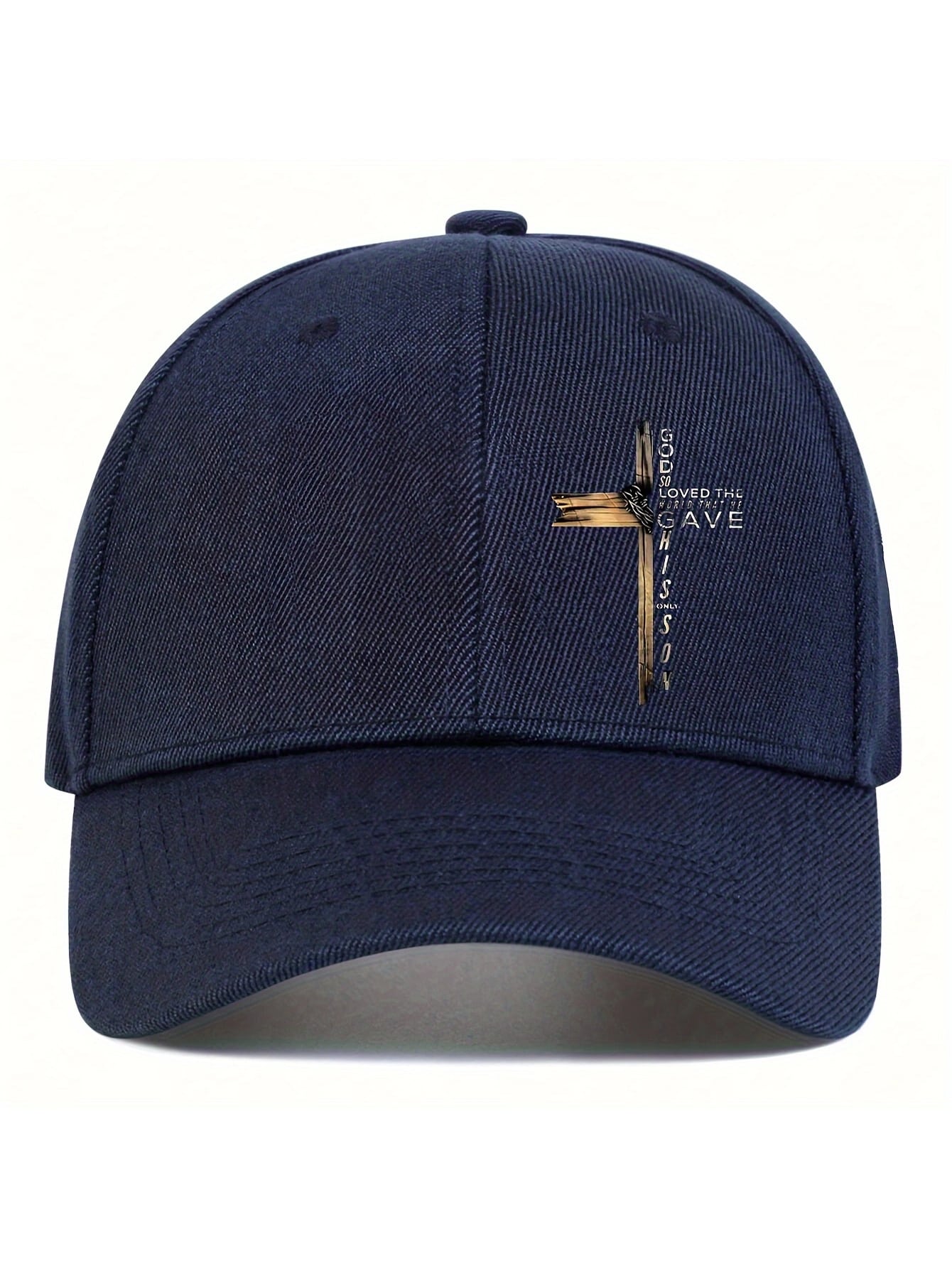 1pc Jesus Cross Letter Print Unisex Baseball Cap, Streetwear Sporty Curved Brimmed Adjustable Hat