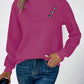 EMERY ROSE Button Detail Asymmetrical Neck Drop Shoulder Sweatshirt,Long Sleeve Tops