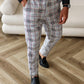 Manfinity Bizformal Men's Fashionable Plaid Printed Tapered Dress Pants