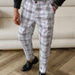 Manfinity Bizformal Men's Fashionable Plaid Printed Tapered Dress Pants