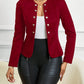 Lady Four Season/ Attire/ Suede Button Detail Open Front Jacket