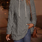 LUNE Solid Drawstring Hooded Teddy Sweatshirt,Long Sleeve Tops