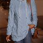 LUNE Solid Drawstring Hooded Teddy Sweatshirt,Long Sleeve Tops