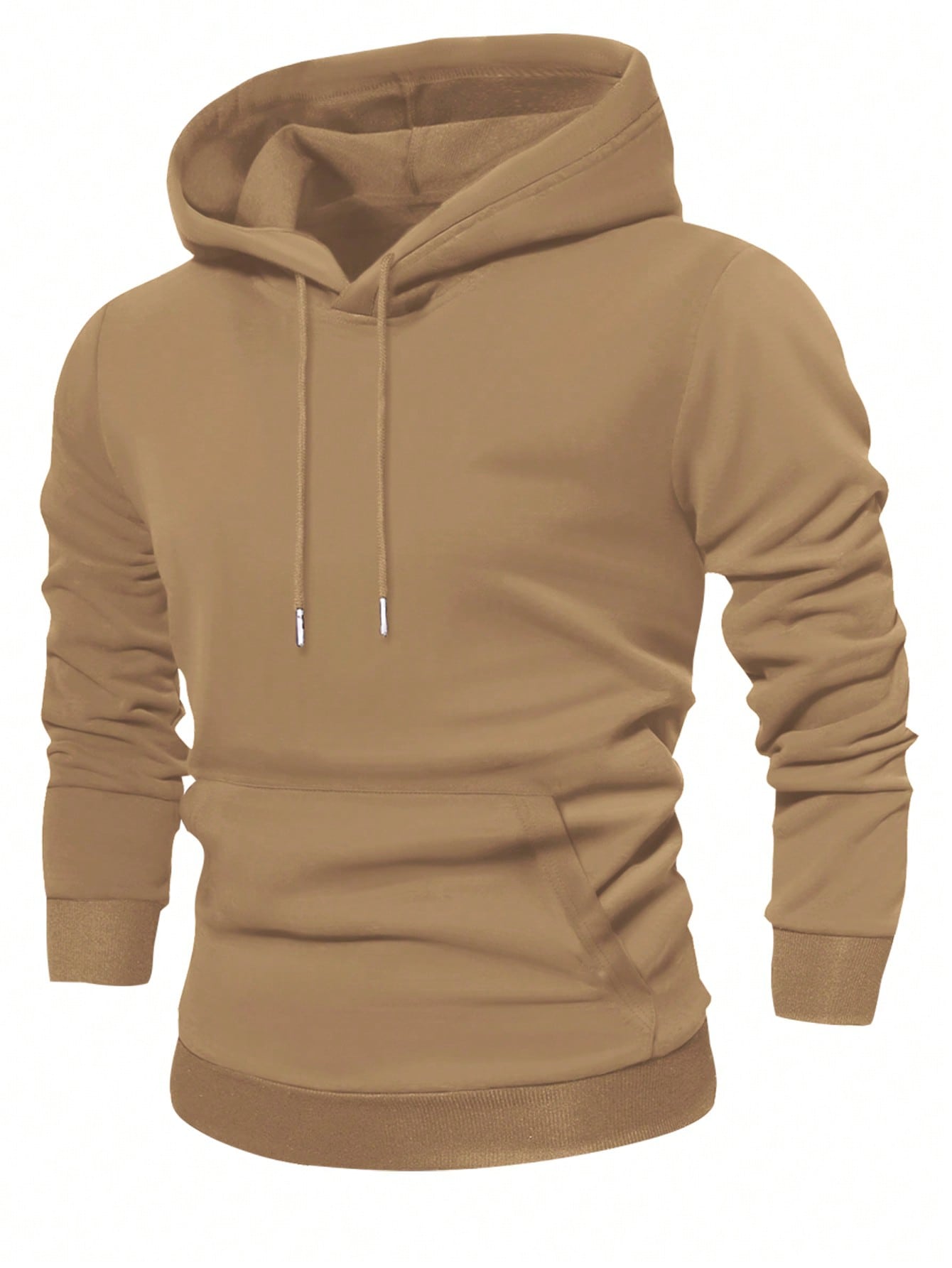 Men's Casual Spring Autumn Regular Fit Long Sleeve Pocket Hoodie Solid Color Basic Style Sweatshirt Outerwear