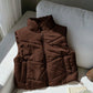 Comfortcana Winter Zip Up Double Face Snap Button Corduroy Drawstring Puffer Vest Coat