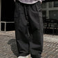 DAZY Men Casual Street Trendy Solid Color Flap Pocket Loose Wide Leg Cargo Pants