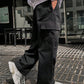 DAZY Men Casual Street Trendy Solid Color Flap Pocket Loose Wide Leg Cargo Pants