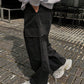 DAZY Men Casual Street Trendy Solid Color Flap Pocket Loose Wide Leg Cargo Pants