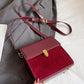 Mini Push Button Flap Square Bag Solid Color Leather Crossbody Bags For Women Shoulder Messenger Bag Lady Handbags Square Female Purses, Burgundy Bag