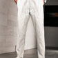 Manfinity Mode Men's Straight Leg Loose Fit Striped Pockets Casual/Office Wear Suit Pants