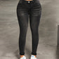 EZwear High-Waisted Button-Embellished Skinny Stretch Distressed Y2K Jeans