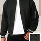 Manfinity Hypemode Men's Casual Zippered Striped Trim Colorblock Baseball Jacket, Autumn