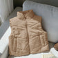 Comfortcana Winter Zip Up Double Face Snap Button Corduroy Drawstring Puffer Vest Coat