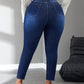 SXY Plus Size Women Denim Stretchy Blue Asymmetric Waistband Fashion Distressed Skinny Pants