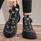 Fashionable Paisley Flower Pattern Boots For Men, Retro Thick Bottomed Cargo Boots, High Top Fashion Ankle Boots,Motorcycle Shoes