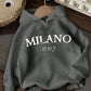 EZwear Casual Minimalist Milano Print Graphic White Hoodie Oversized Thermal Lined Warm Sweatshirt For Women, Suitable For Autumn/Winter