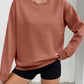 INAWLY Solid Round Neck Thermal Lined Sweatshirt,Long Sleeve Tops